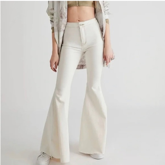 Free People Just Float On Flared Jeans in White - Picture 2 of 6